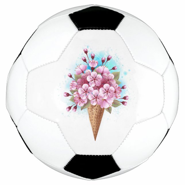 Ballon De Foot Cône rose Sakura crème glacée gaufre (Devant)