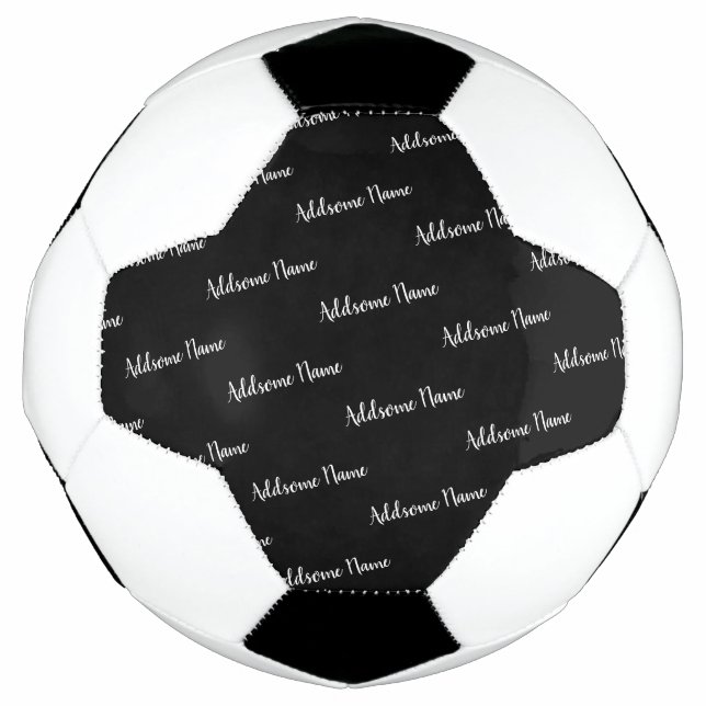 Ballon De Foot Couleur solide Moderne Noir de base Monogramme (Devant)