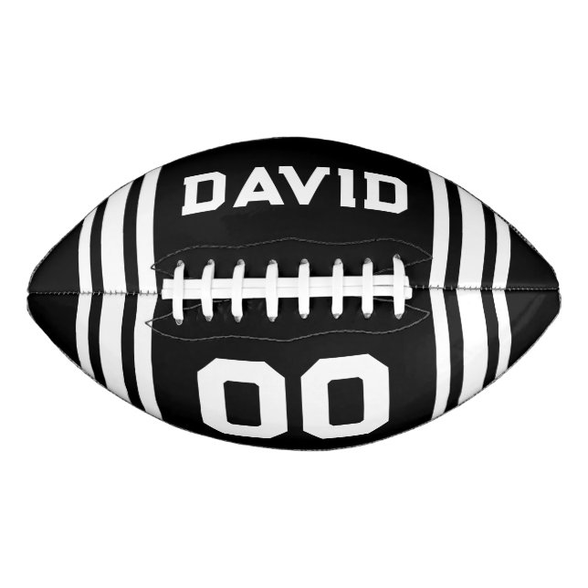 Ballon De Foot Couleurs d'équipe Noir et blanc avec nom et numéro (Devant)