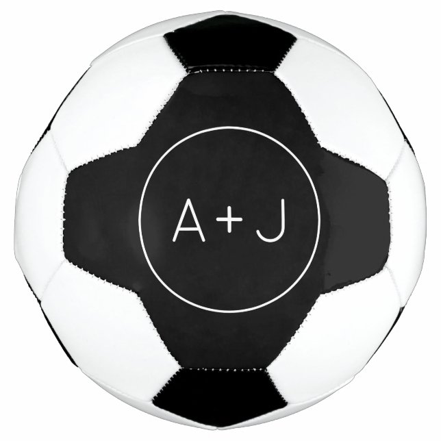 Ballon De Foot Couples Initiales Monogramme circulaire moderne |  (Devant)