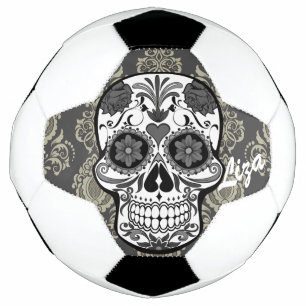 Ballon De Foot Crâne à sucre "Jour des morts" Dentelle Damas Pe