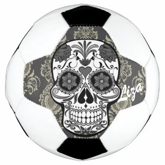 Ballon De Foot Crâne de Sucre "Jour des Morts" Damassé Dentelle P