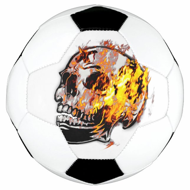 Ballon De Foot Crâne déplaisant et flammes (Devant)