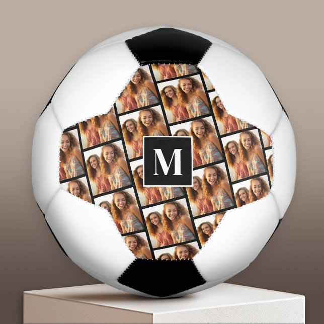 Ballon De Foot Créer un collage photo personnalisé - 1 monogramme (Custom Soccer Ball)