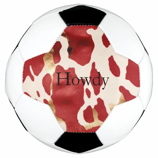 Ballon De Foot Crème Rouge Or Occidental Cowhide Howdy (Devant)