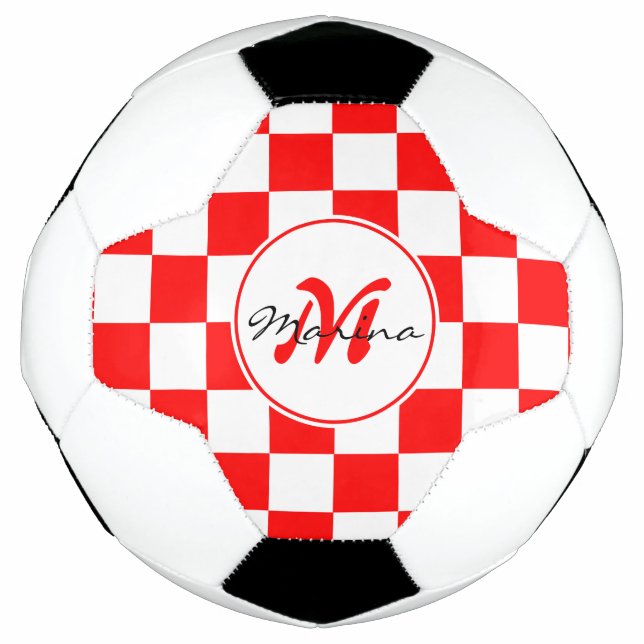 Ballon De Foot Croatie | Hrvatska | Nom À damiers Monogramme  (Devant)