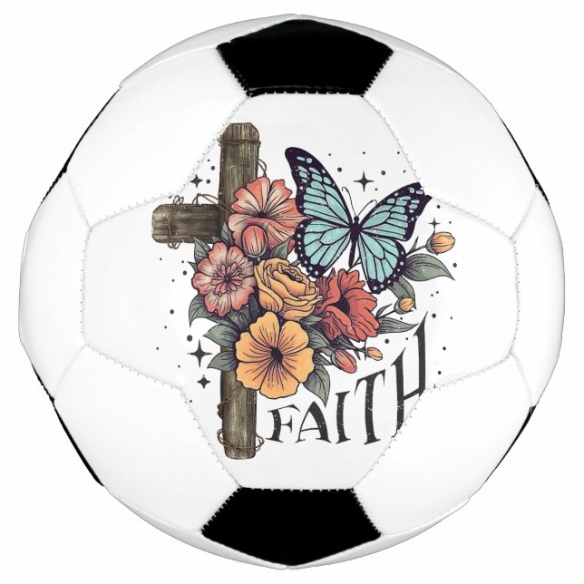 Ballon De Foot Croix de la Foi Florale (Devant)