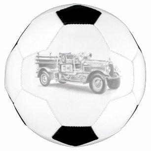 Ballon De Foot croquis au crayon de camion de pompiers vintage de
