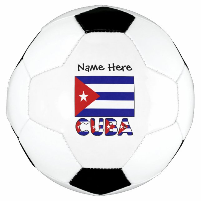 Ballon De Foot Cuba Drapeau Cubain Bleu Foncé Personnalisation (Devant)