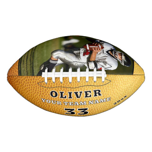 Ballon De Foot Cuir jaune Imprimer Équipe Joueur Numéro Photo (Devant)