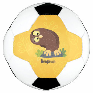 Ballon De Foot Curieux et drôle dessin animé de chouette brune