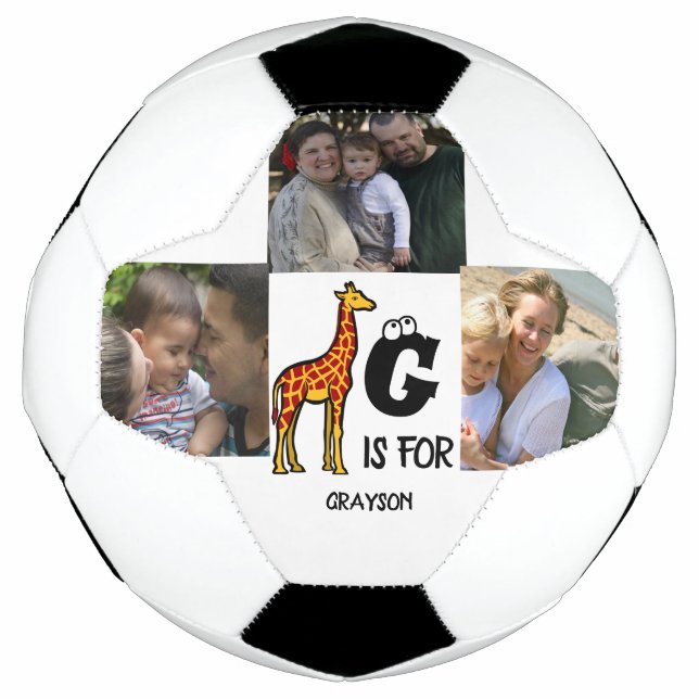 Ballon De Foot Custom monogram G is for Giraffe cute giraffes (Devant)