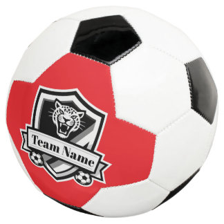 Ballon De Foot Customisable Soccer Team Jaguar Red Trim Logo