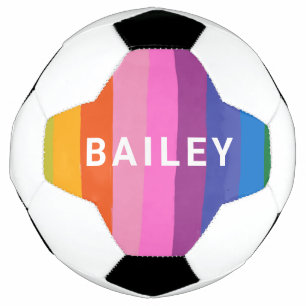 Ballon De Foot Cute Coloré Fun Rainbow Stripes Personnalisé