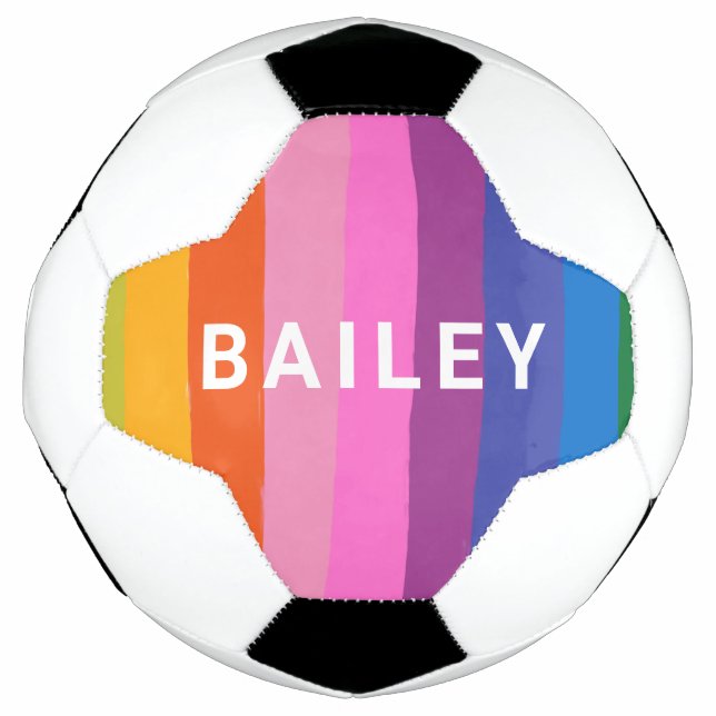 Ballon De Foot Cute Coloré Fun Rainbow Stripes Personnalisé (Devant)