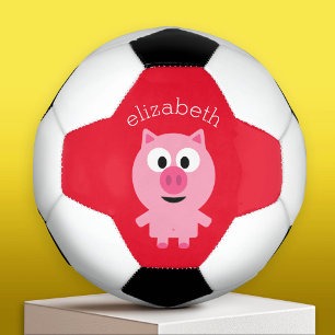 Ballon De Foot Cute ferme Piglet - rose et rouge avec nom