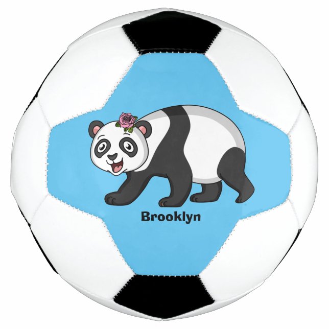 Ballon De Foot Cute happy panda bear with flower cartoon (Devant)