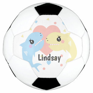 Ballon De Foot Cute Shark Pastel Monogramme Nom Bal de Football