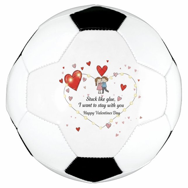 Ballon De Foot Cute Valentine's day couple hearts custom (Devant)