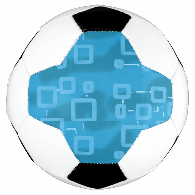 Ballon De Foot Cyan Bleu Clair Géométrique (Devant)