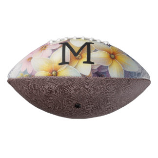 Ballon De Foot Dentelle monogramme fleurs roses et jaunes de prin