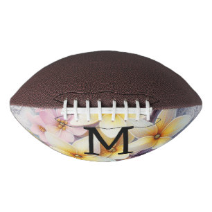 Ballon De Foot Dentelle monogramme fleurs roses et jaunes de prin