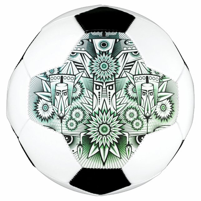 Ballon De Foot Design tribal teinte verte (Devant)