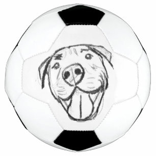 Ballon De Foot dessin pitbull simple amoureux des chiens noir bla