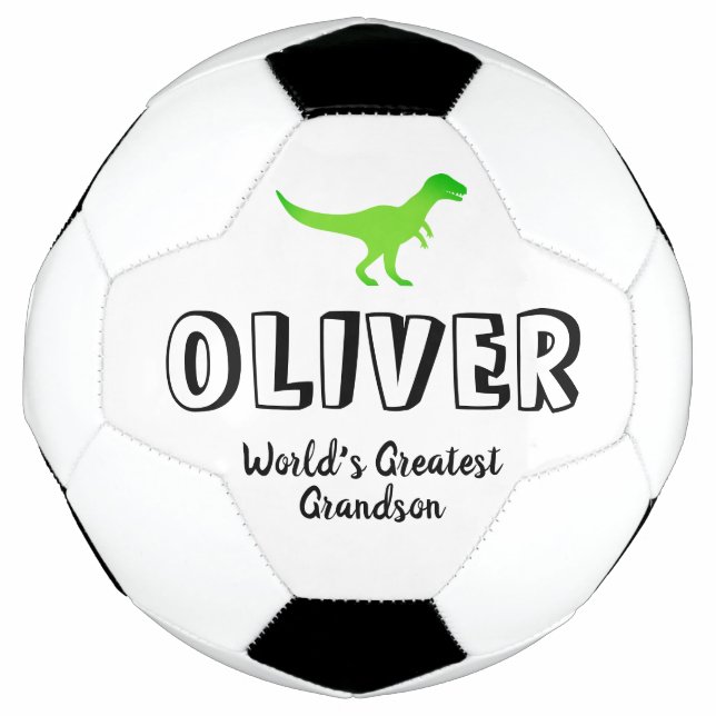 Ballon De Foot Dinosaure T-rex vert nom personnalisé cadeau sport (Devant)