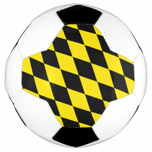 Ballon De Foot Drapeau diamant de Bavière noire et jaune Motif