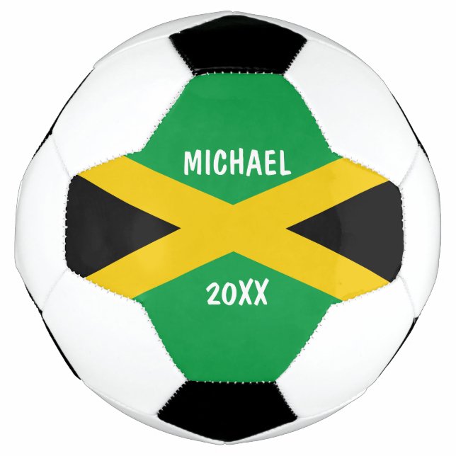 Ballon De Foot Drapeau jamaïcain noir et or vert (Devant)