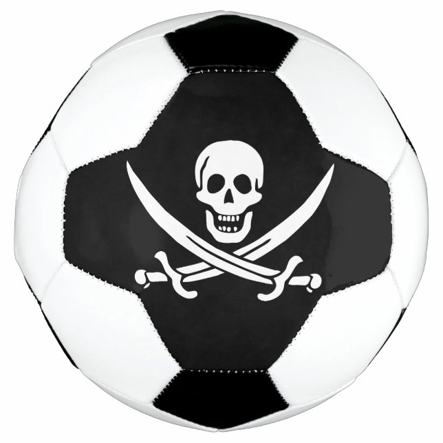 Ballon De Foot Drapeau pirate crâne épées croisées (Devant)