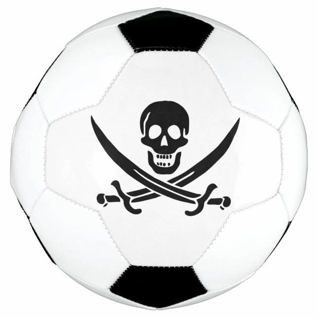 Ballon De Foot Drapeau pirate crâne épées croisées (Devant)