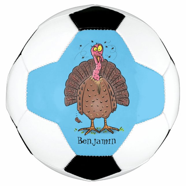 Ballon De Foot Drôle dinde marron de la ferme avec des mouches de (Devant)