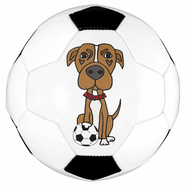 Ballon De Foot Drôle Pitbull Chien Jouant Au Football (Devant)