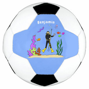 Ballon De Foot Drôle plongeur et poisson mer créatures dessin ani