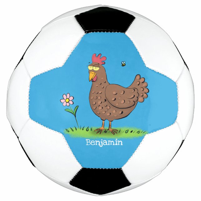 Ballon De Foot Drôle poulet rustique whimsical dessin animé (Devant)