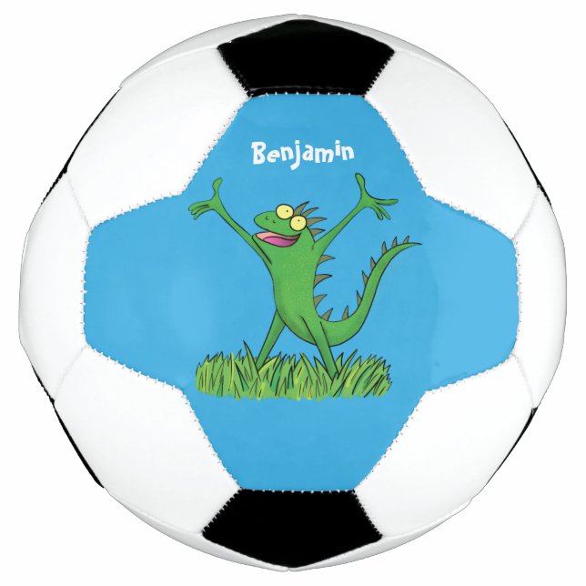 Ballon De Foot Drôle vert souriant animé lézard d'iguane (Devant)