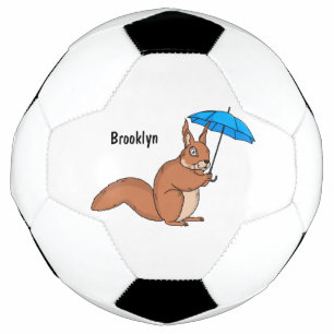 Ballon De Foot Écureuil rouge mignon avec dessin animé parapluie