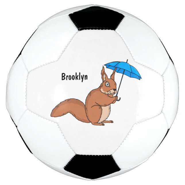 Ballon De Foot Écureuil rouge mignon avec dessin animé parapluie (Devant)