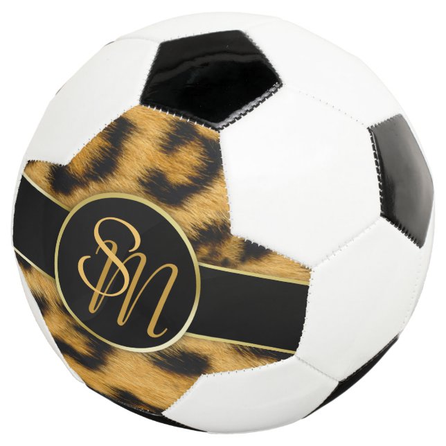 Ballon De Foot Élégant Empreinte de léopard Monogramme Script bal (3/4)
