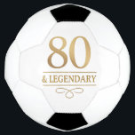 Ballon De Foot Elégant Gold 80th & Legendary Birthday<br><div class="desc">Elégant Gold 80th & Legendary Birthday Soccer Ball. Célébrez une étape vraiment légendaire avec cette élégante boule de football à 80 ans. Ce design est parfait pour honorer un être cher lors de sa journée spéciale. La disposition intemporelle et la finition faux métallique lui confèrent un look haut de gamme...</div>