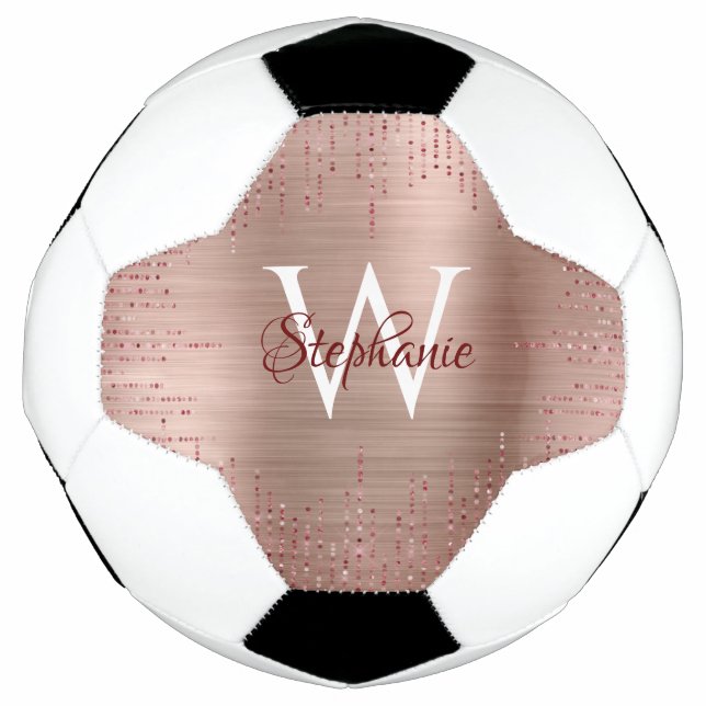 Ballon De Foot Élégant Monogramme Or Rose (Devant)