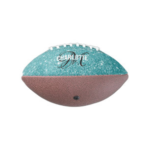 Ballon De Foot Elégant turquoise parties scintillant monogramme n