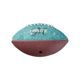 Ballon De Foot Elégant turquoise parties scintillant monogramme n