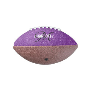 Ballon De Foot Elégant violet parties scintillant nom monogramme 