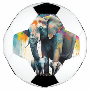 Ballon De Foot Eléphants De La Mère Et Du Bébé Couleur Splash,
