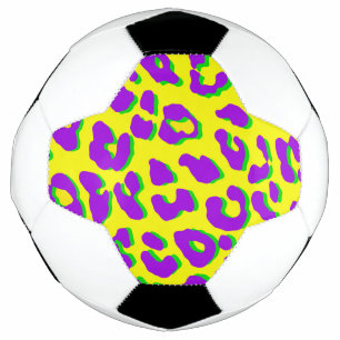 Ballon De Foot Empreinte de léopard violet jaune vert