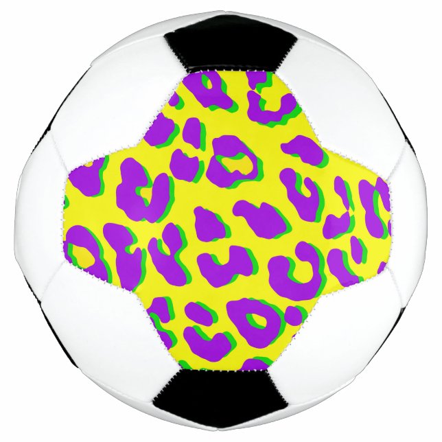 Ballon De Foot Empreinte de léopard violet jaune vert (Devant)