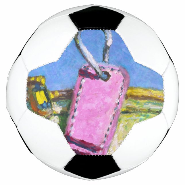 Ballon De Foot Étiquette Rose (Devant)